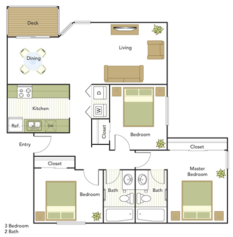 WaterView Three Bedroom, Two Bath